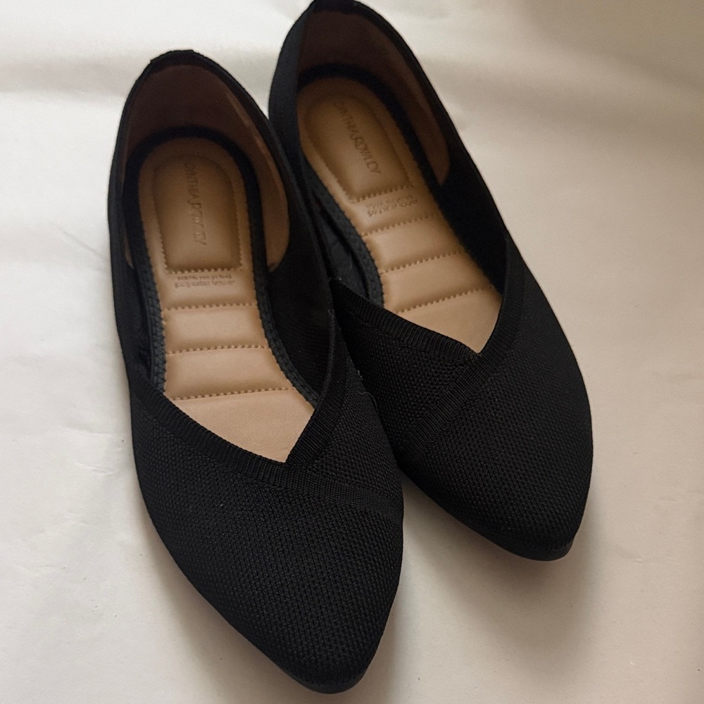Cynthia Rowley Calla Black Pointed Ballet Flats